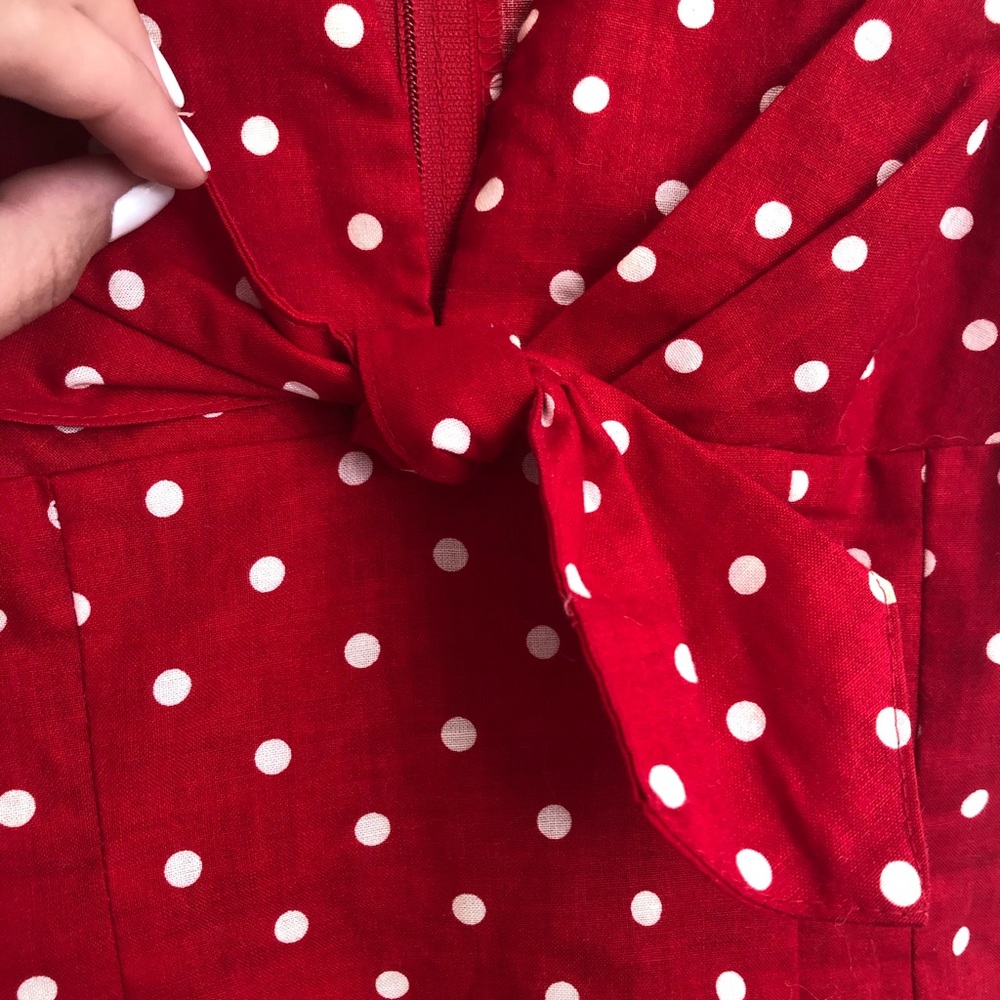 vintage zip up pin up polka dot dress - Picture 4 of 4